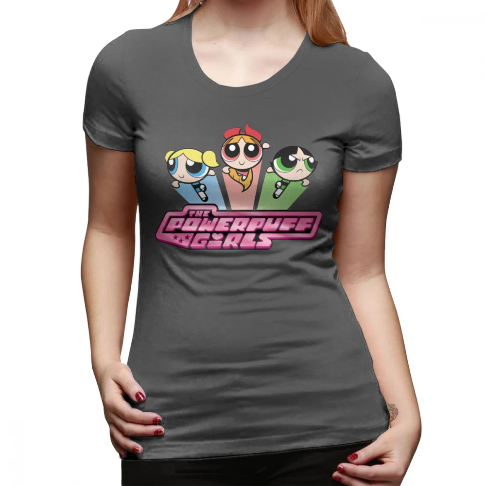 Powerpuff футболка Powerpuff для девочек, футболка с коротким рукавом, уличная мода, женская футболка большого размера, хлопковая забавная женская футболка