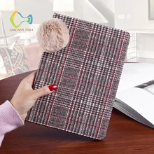 For Ipad 2018 Case Silicon Leather Luxury Hairy Lanyard Lattice Wool Flip Smart Stand Cover for Apple Tablet Gadget A1893 A1954