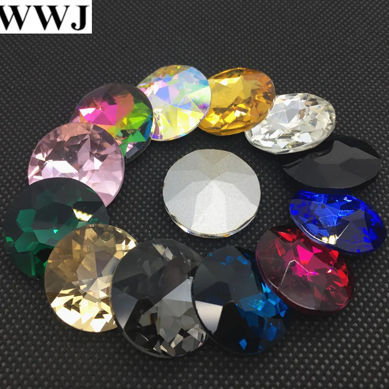 

27mm All Colors Baoshihua Round Crystal Fancy Stone for rhinestones jewelry making or decorations point back glass be