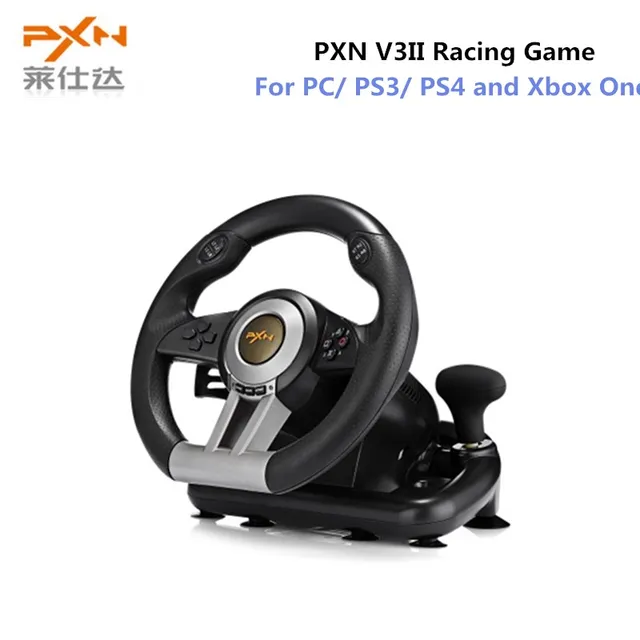 Best Offers PXN V3II Racing Game Steering Wheel USB Vibration Dual Motor with Foldable Pedal for PS3 PS4 Xbox One Gaming Remote Controller