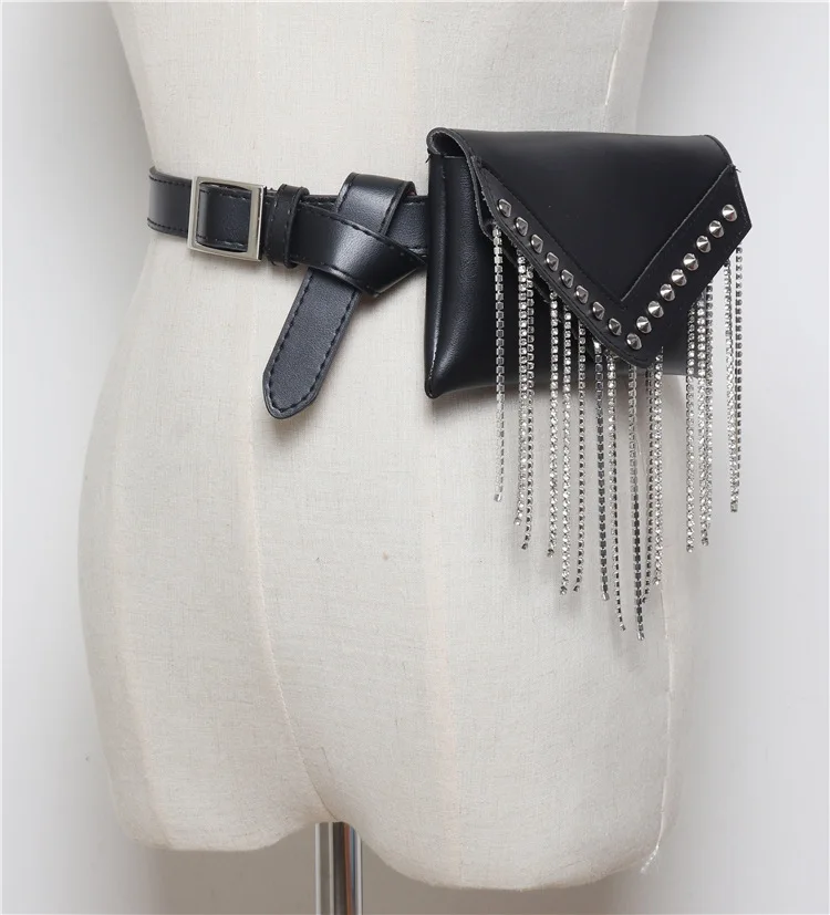 

Rhinestone Tassel Women Fanny Pack Woman Beltbag Money Belt Bag FP15