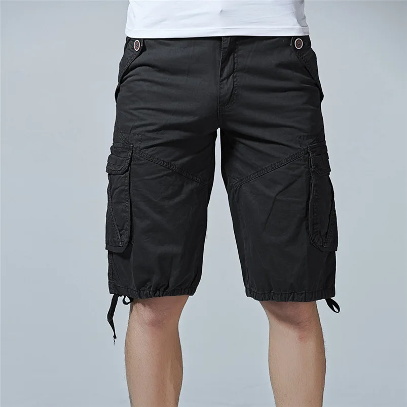 Летние шорты Для мужчин сексуальные, Одноцветный, с карманами, мужские пляжные шорты хлопок Повседневное Mid рабочие шорты брюки карго бермуды(без ремня)# M30