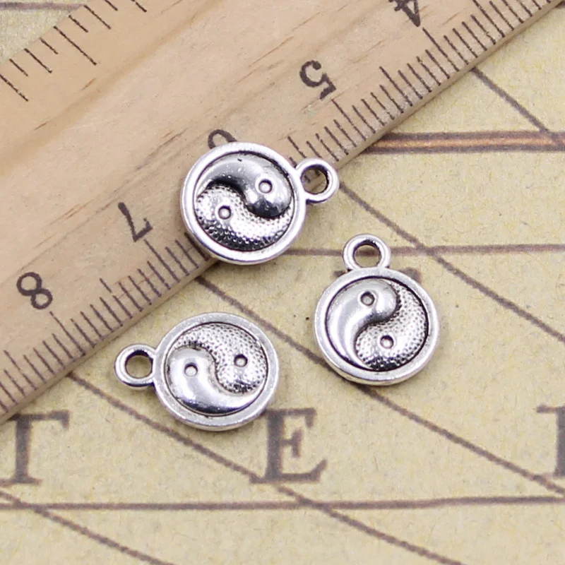 

15pcs/lot Charms Eight Diagrams tai chi yin yang 13x10mm Antique Silver Pendants Making DIY Handmade Tibetan Finding Jewelry