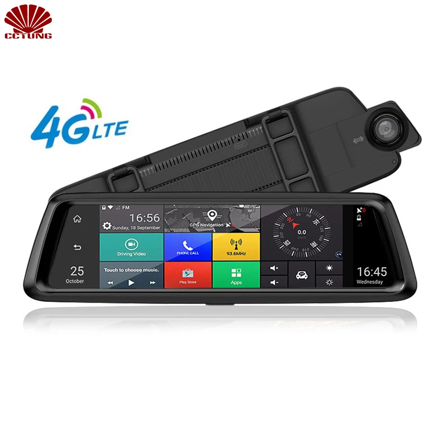 

1080P 4G Android Mirror Dual Camera Strap Version with FDD LTE QUAQ Band with ADAS & Google Map Navigation & Parking Video Alarm