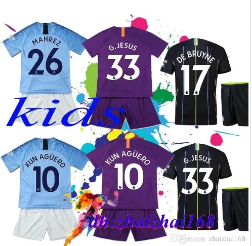 Лучшее качество 2019 2018 Manchesteres City Детский комплект футбольные майки camisetas рубашка survetement mans футбольная рубашка