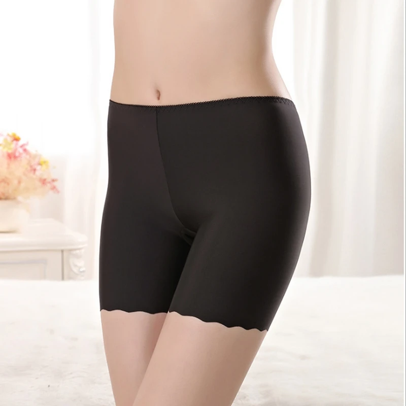 

Black New Seamless Safety Short Pants Under Skirt Anti Chafing Summer Cotton Women Tight Shorts Modal Ice Silk Soft Safety Pants