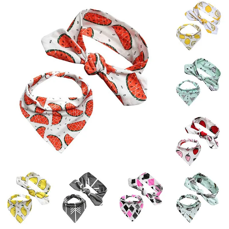 New Cotton Baby Bibs Burp Cloth Set Bow Hair Stuff Cartoon Triangle Baby Bibs Burp Cloth Reusable Baby Toddler Bib Apron