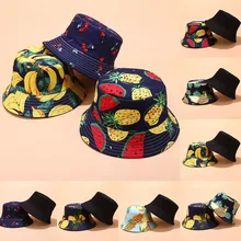 Women Printing Double-sided Wearing Summer Visor Folding Fishing Bucket Hat Spring Autumn New plus size soft Fashion Simpli
