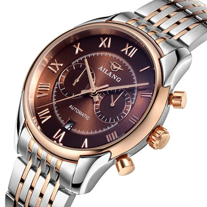

AILANG Casual Stainless Steel Watch Men 30M Waterproof Luxury Brand Mechanical Watches Relogio masculino Clock Gold Wristwatch