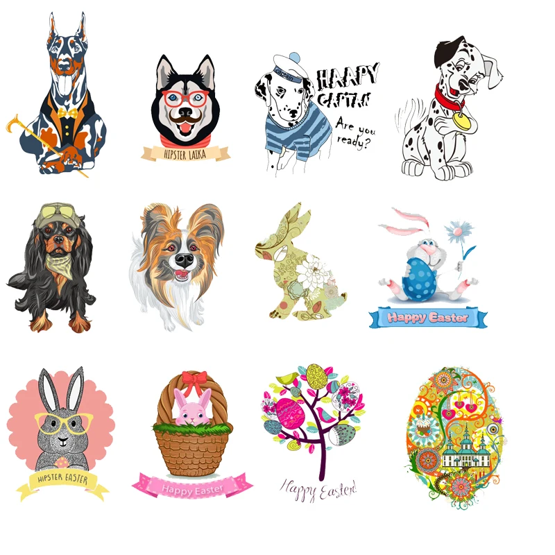 Simpatico Cane Di Piccola Taglia Tigre Ferro Sulle Toppe Adesivi A Trasferimento Termico Unicorno Thermo Decor Per Vestiti Applique T-Shirt Fai Da Te 