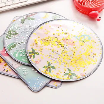

Coloffice Cute creative cartoon desktop pink Glitter mouse pad Simple sand desk organizers stationery holder office supplies 1pc