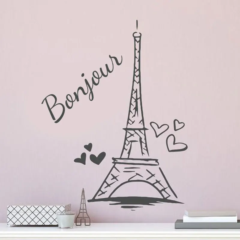 

Paris Tower Wall Sticker Personalized Kids Girls Name Vinyl Home Decor Room Decals Nursery Baby Bedroom Murals Custom A203