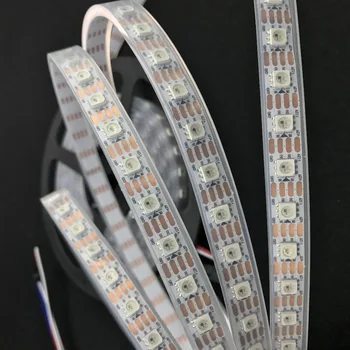 

74leds/m WS2815 DC12V addressable full color RGB 5050 LED strip;5m long;waterproof in silicon tube;WHITE PCB