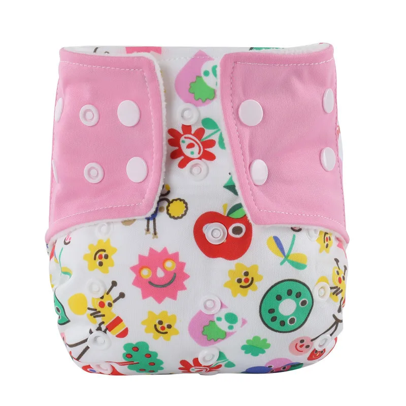 Детские подгузники с водонепроницаемой пряжкой, регулируемый подгузник, многоразовые, моющиеся, контрастные цвета, с принтом, плотные подгузники для новорожденных 0-12 м - Цвет: Pink
