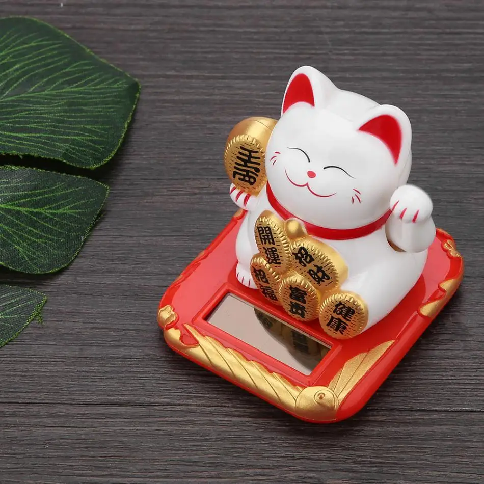 Счастливый Кот на солнечных батареях Maneki Neko приветственный креативный милый пожимающий руки счастливый кот Добро пожаловать кошка ремесло богатство развевающаяся рука кошка