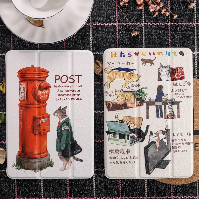 

Japan cat Magnet Flip Cover case For iPad Pro 9.7 10.5 11 12.9 2018 Air Air2 Mini 2 3 4 Tablet Case For ipad 9.7 2017 2018