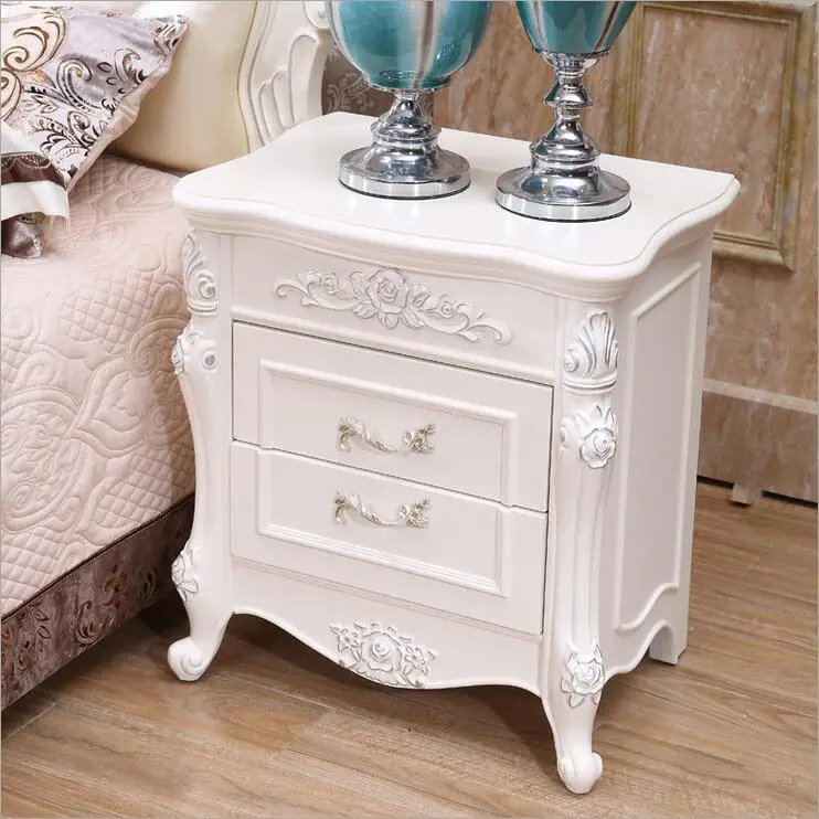 high quality bed fashion Modern European French Carved bed nightstands 10240