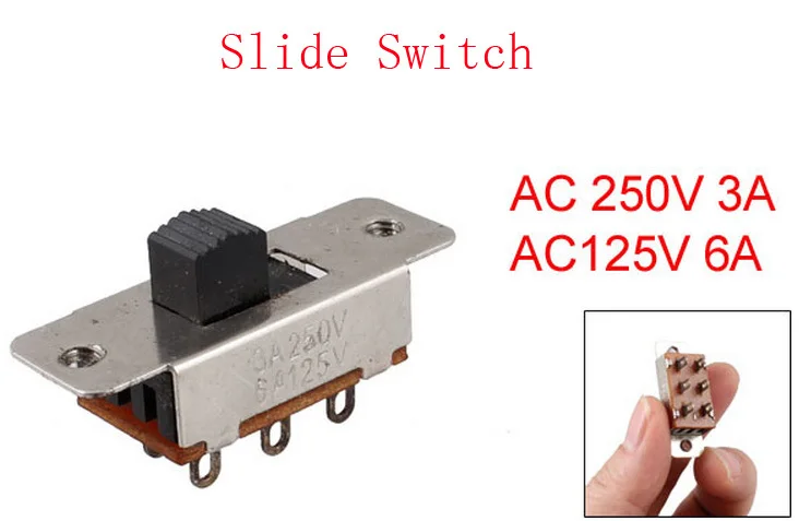 ВКЛ ВЫКЛ 2 позиции SPDT PCB панель Переключатель скольжения 6A/125 V 3A/250 V AC 20pcs