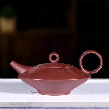 

170ML Yixing Purple Clay Creative Teapot Raw Ore Zi Mud Circle Handgrip Zisha Pot Art Drinkware Kung Fu Tea Set Black Tea Kettle
