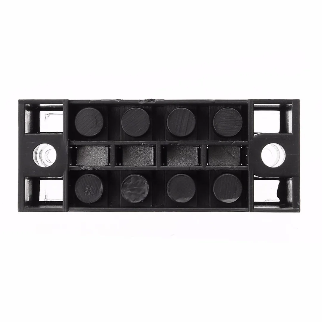 Double Row Wire Barrier Terminal Block 600V 15A 4P 55x21x17mm + 2 Connector Strips For Electronic Circuit