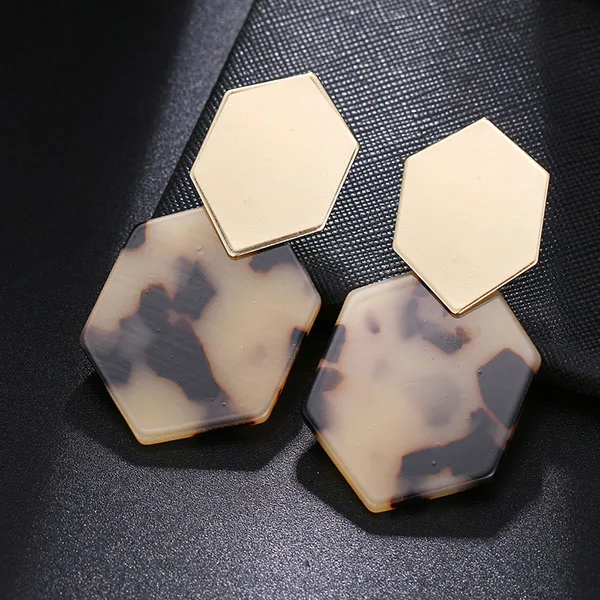 RscvonM Fashion Big Resin Drop Earrings For Women New Acetic Acid Large Korea Square Earrings Trendy Wood Geometric Jewelry - Окраска металла: C2057