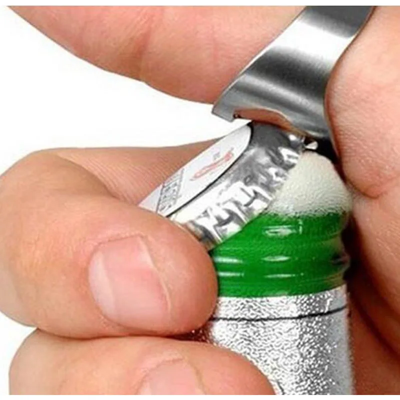 New Listing Stainless Steel Finger Ring Opener Creative Multi Function 