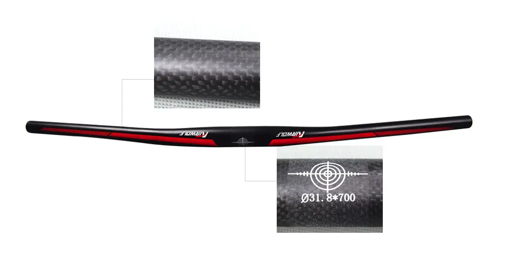 Toray T800 bicycle parts carbon handlebar flat shaped mountain bike bars 31.8mm620-720mm manillar carbono bicicleta mtb