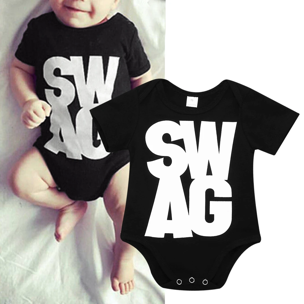 Nouveau Mode Nouveau Ne Bebe Vetements Bebe Garcon Fille Barboteuses Swag Lettre Imprime Combinaison Infantile Bambin Vetements Roupas De Aliexpress