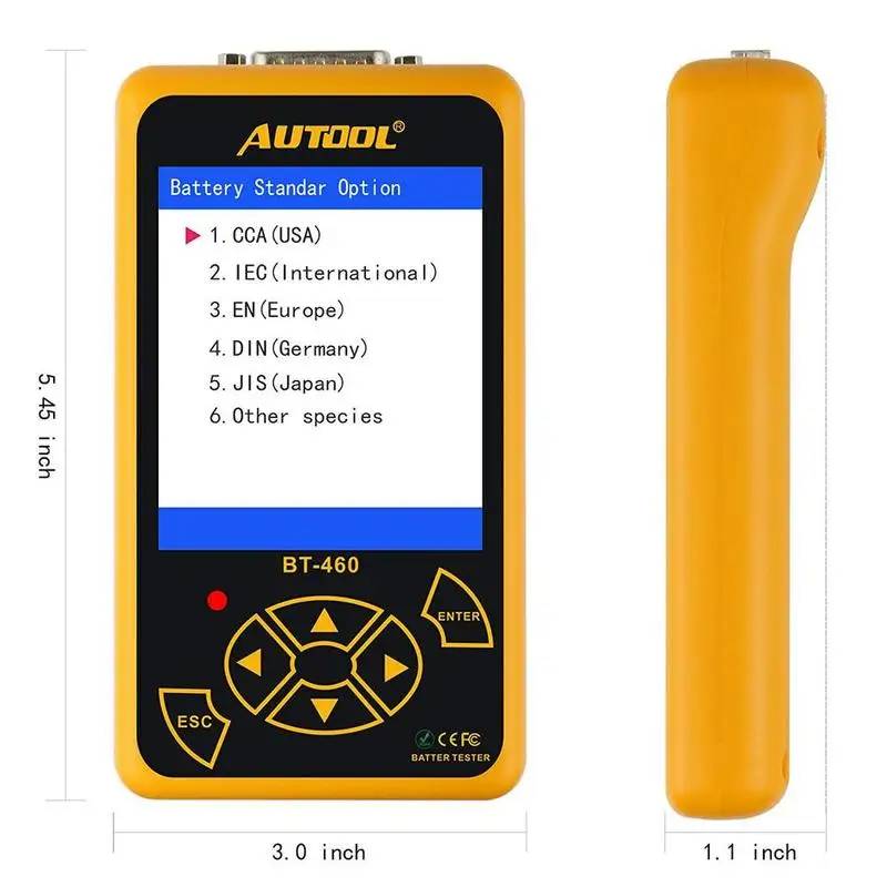 

AUTOOL BT-460 12V/24V 100-2400 CCA Auto Battery Load Tester for All Cars Cranking and Charging System Diagnostic Tool with Large