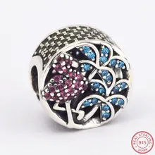 925 пробы серебряные яркие оттенки летние тропический фламинго и пальмы Талисман из бусин ручной работы Fit PANDORA талисманы для изготовления ювелирных изделий FL571