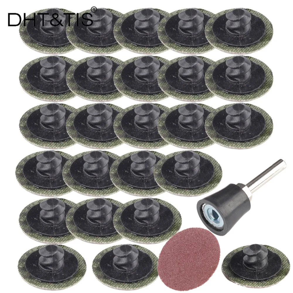 

DHT&TIS 100pcs + 1pc Holder 1" Sanding Disc Sanding cloth Quick Change Roloc Abrasive Polishing Padfor Hard Metal Alloy Grinding