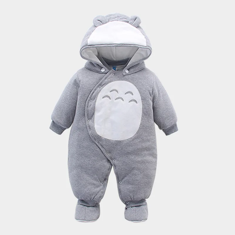 Для новорожденных Totoro/комбинезон для костюмированной вечеринки по японскому аниме детские хлопковые носки для девочек и мальчиков, с капюшоном цельная плотная одежда зимние Bebe костюмы - Цвет: Grey