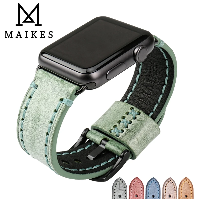 Online MAIKES correa de cuero especial para Apple Watch Band 44mm 40mm 42mm 38mm Series 4 3 2 todos los modelos correa de reloj