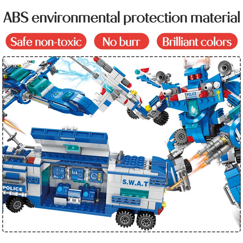 700 шт. городской полицейский участок, автомобильные строительные блоки, совместимые спецназ, военные полицейские фигурки роботов, кирпичи, игрушки для детей