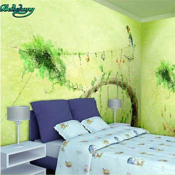 

beibehang Green dream landscape TV background wall watercolor decorative painting custom fresco lounge sofa decoration