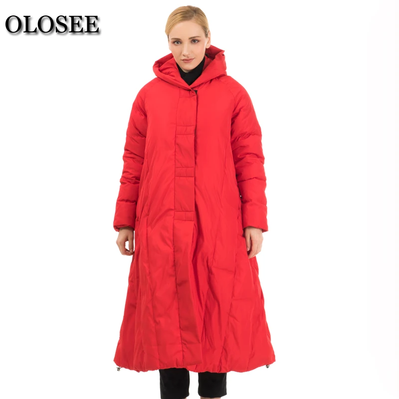 

2018 New Winter Women Down Jackets White Duck Down Coat Female Hooded Loose Thickening Parka Long Outerwear Plus S-7XL