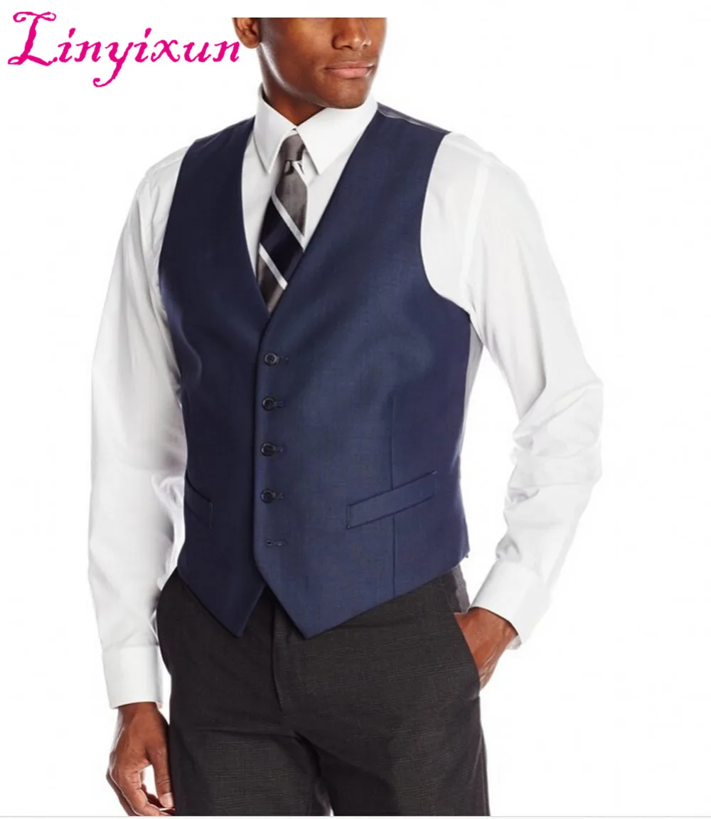 Linyixun 2017 New Men's Business Suit Slim Formal Casual Waistcoat Vest