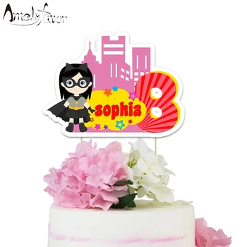 

Superhero Theme Party Paper Cake Topper Hero Girl Bat Girl Kids Event Birthday Party Decorations Supplies Custom-Made Topper