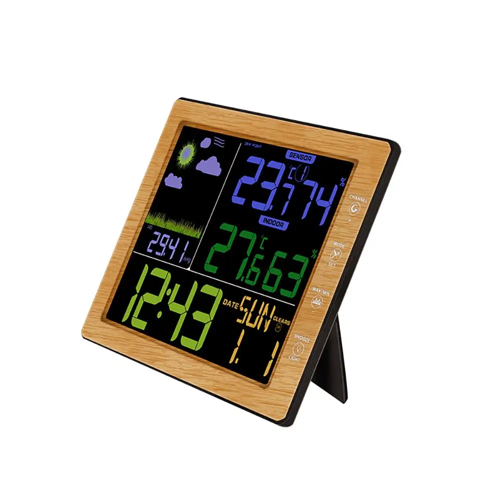 TS-8210 Многофункциональный беспроводной цветной экран часы-Метеостанция беспроводной Крытый и открытый термометр часы