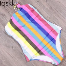 TQSKK, новейший сексуальный женский купальник, сдельный Купальник для женщин,, на одно плечо, полосатый купальник, пляжная одежда, боди, монокини