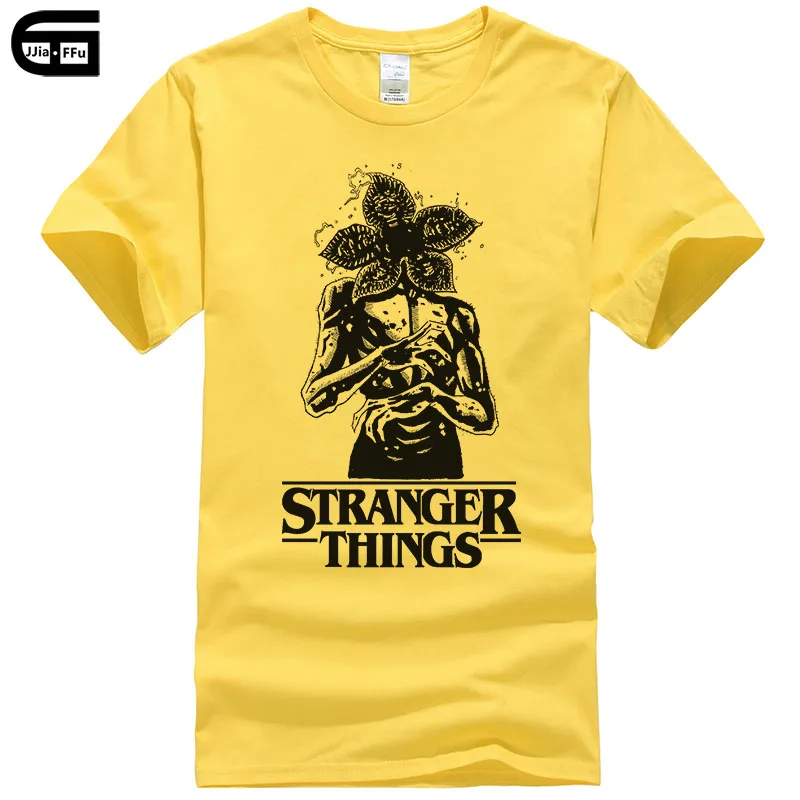 New Street Brand Stranger Things T Shirt Men Funny Strange Demogorgon T-shirt Summer Short Sleeve Print Tee Male Clothing T214 - Цвет: yellow