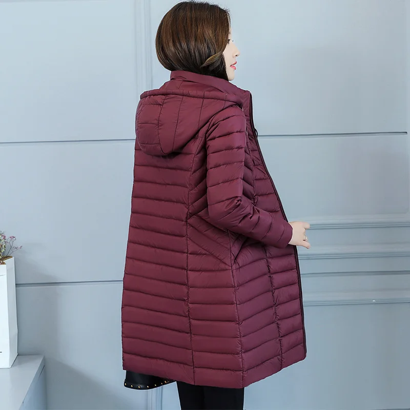 2019 New Autumn Winter Down Jacket Women Plus Size 4XL Slim Winter Coat Hooded Cotton Padded Jacket Long Parkas Female Outwear