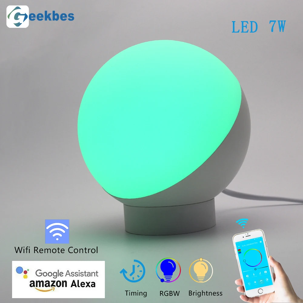 

Geekbes WIFI Smart Light LED RGBW Table Lamp APP Control Atmosphere Warm Light Google Home Alexa Compatible for smart home CR01