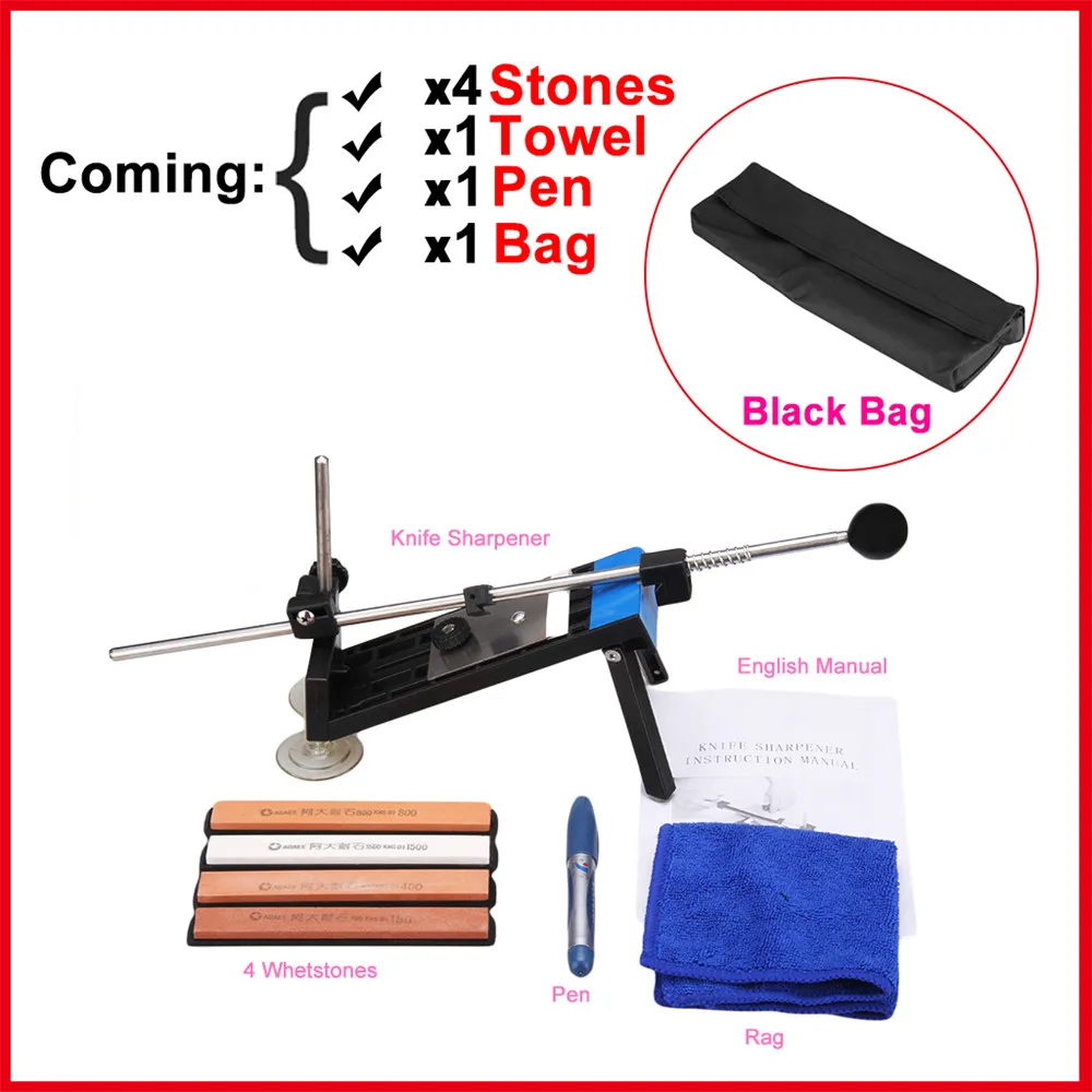 Ruixin Pro Knife Sharpener Update Professional Kitchen Knife Sharpener System 4pcs Whetstones Apex Edge Pro with Suction Cups 6