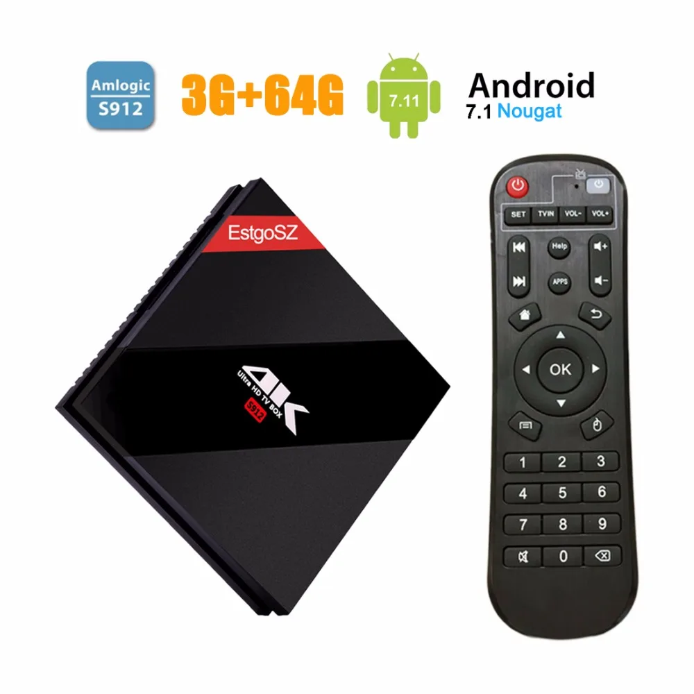 

3G/64G Android Smart Tv Box Android 7.1 Amlogic S912 64bit Octa Core Set Top Box WiFi 2.4G/5.8G H.265 BT4.1 H.265 Media Player