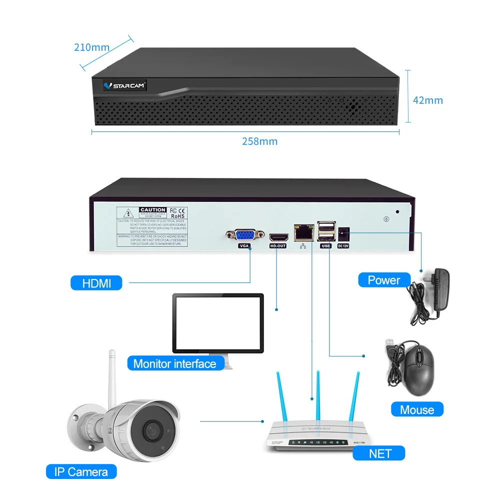 Vstarcam 8CH Беспроводной NVR 1080P+ 4 шт C17S 2MP Wifi камеры наружная система видеонаблюдения Onvif P2P IR-CUT запись домашнего видео комплект безопасности