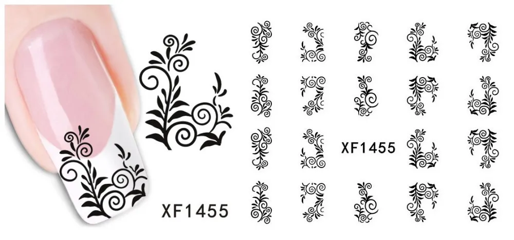 WUF 50 листов блестящие наклейки для дизайна ногтей с изображением цветов, Переводные переводные наклейки, красота обертка из фольги маникюр