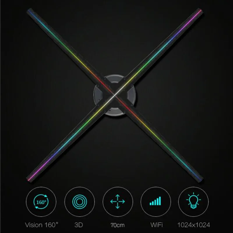 AUSIDA 70cm 3D hologram advertising display wifi Logo projector LED holographic fan holograma ologramma proyector holografico