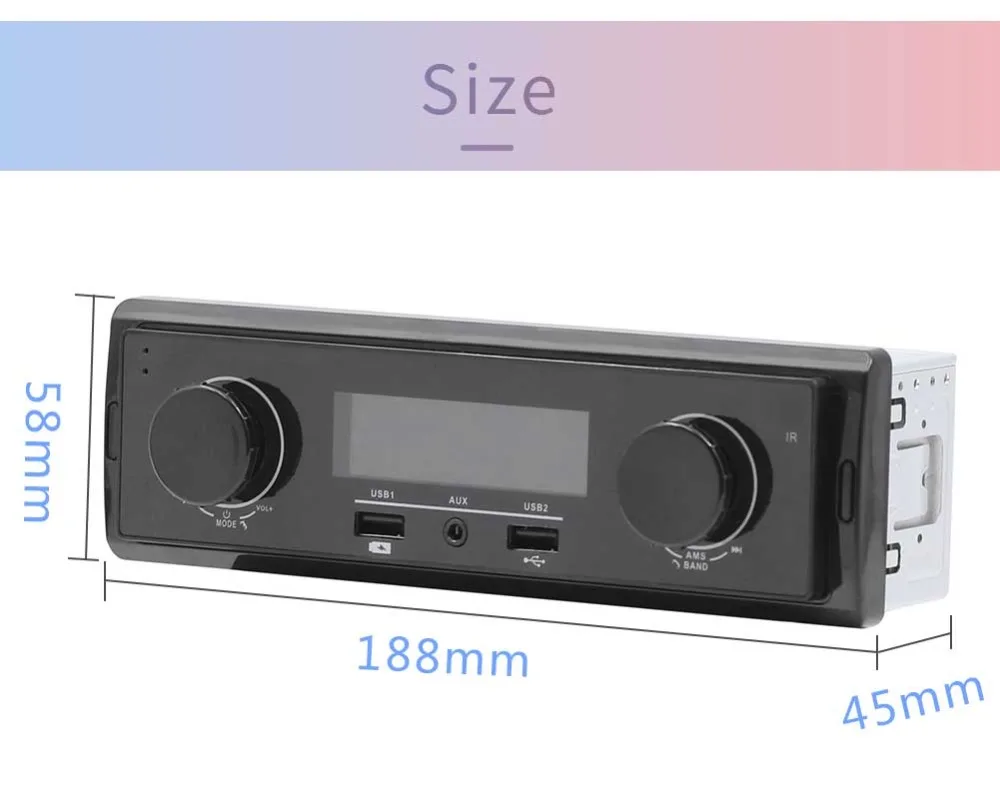 Авторадио автомобиля Радио стерео Поддержка FM/AM Aux аудио автомобиля 1 Din 3USB MP3 Авто Аудио плеер WMA зарядка Bluetooth с пультом дистанционного управления