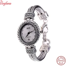 Серебряные изделия напрямую от производителя S925 Стерлинговое Серебряные ювелирные изделия ювелирных изделий ретро Тайский Серебряный Женские часы-браслет